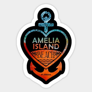 Amelia Island Beach, Florida, Sandy Heart Ship Anchor Sticker